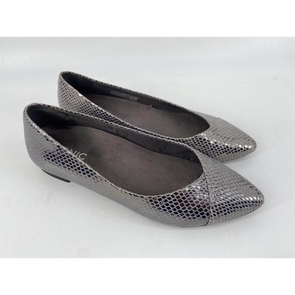 Vionic‎ Shoes Womens 7.5 Silver Caballo Ballet Flats Pointed Toe Comfort Snake